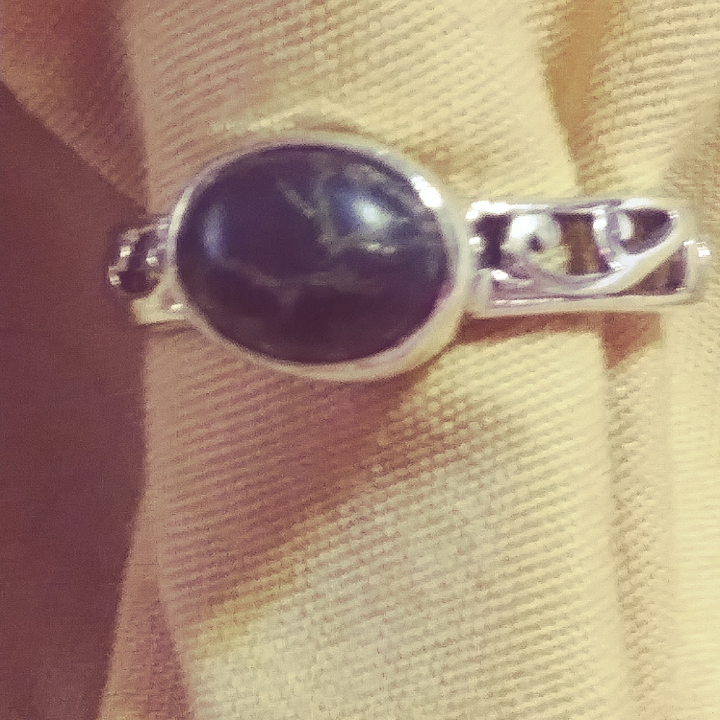 Arizona Mojave Black Turquoise Sterling Ring R-22012 55$
